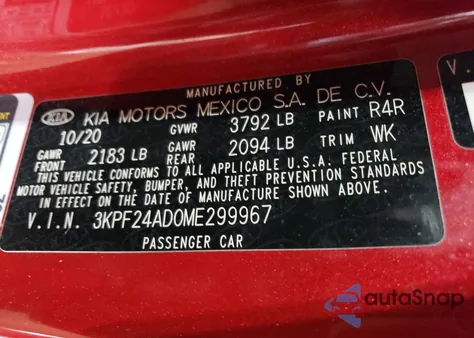 2021 Kia Forte Fe from USA, damaged, VIN 3KPF24AD0ME299967